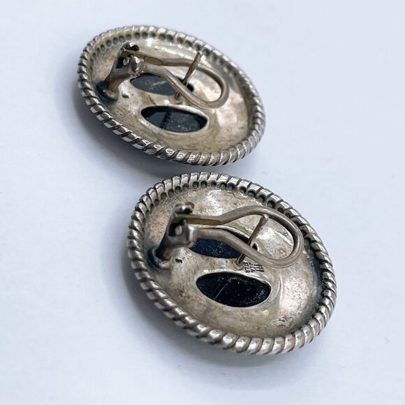 James Avery Rare Find Sterling Silver Black Onyx French Clip Stud Earrings Round - Picture 6 of 7